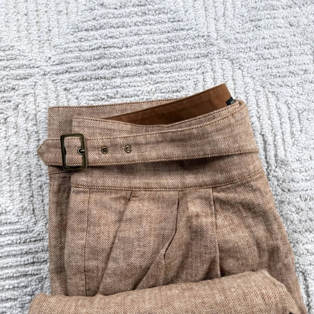 Banana Republic Pants Women 14 Safari Herringbone Linen Old Money Quiet Luxury